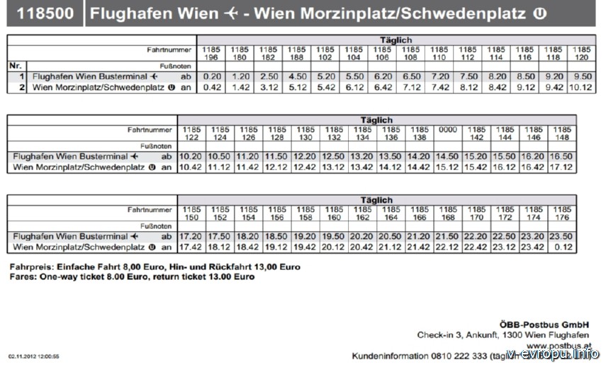 расписание автобуса Аэропорт Вена - Моринцплатц фото