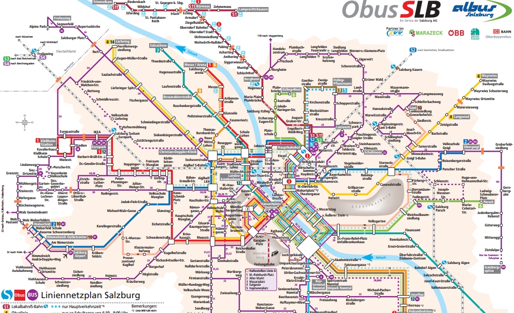 Зальцбург. Общестенный транспорт.Карта