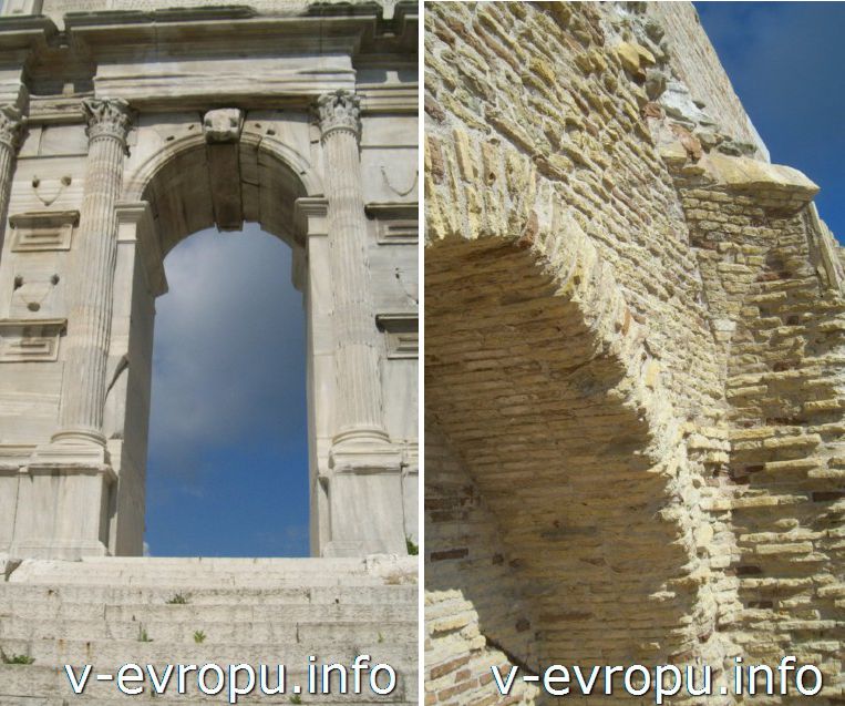 Анкона: арка Траяна (слева) и Арка Клементино (справа)