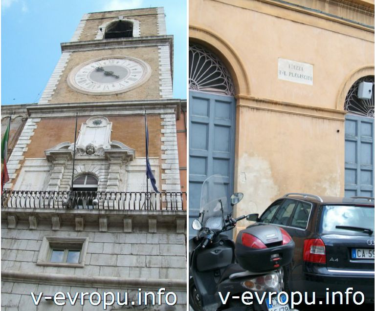 Анкона. Площадь Папы (Пьяцца Плебесцито). Фото. Городская Башня с часами 16 век