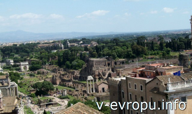 Панорама Римского Форума с террасы Квадриг на Витториано
