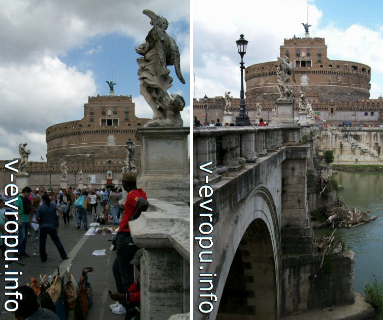 Уличные торговцы на Мосту Святого Ангела в Риме