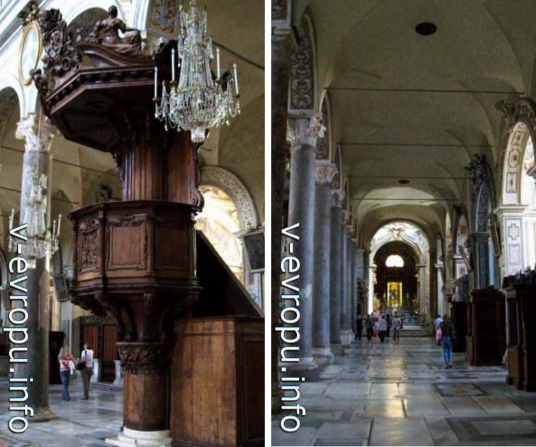 Деревянная кафедра и боковой неф базилики Санта Мария ин Арачели