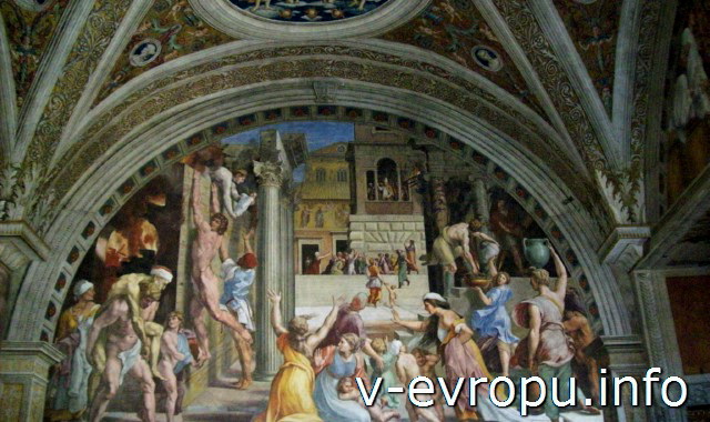 Станцы Рафаэля в Музее Ватикана. Фреска "Пожар в Борго" в Станца дель Инчендио ди Борго
