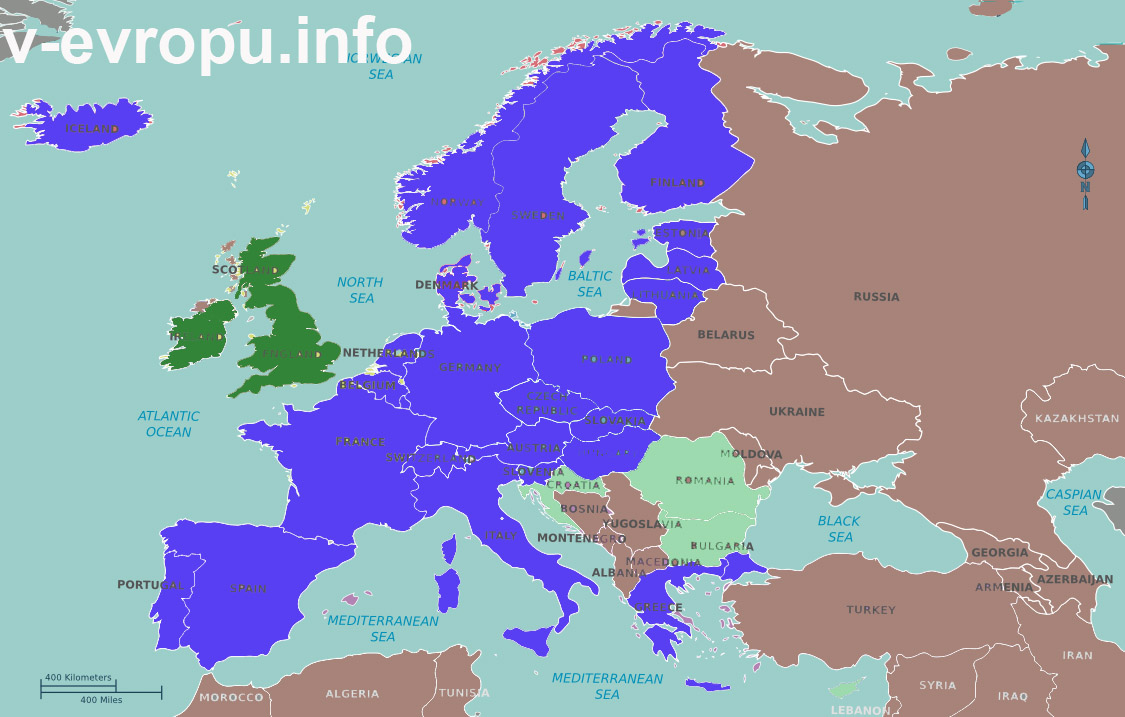Карта стран Шенгенского Соглашения