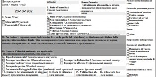 Инструкция-пример заполненной анкеты на визу в Италию