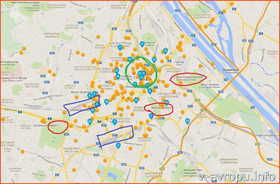 Где поселиться в Вене? Карта отелей