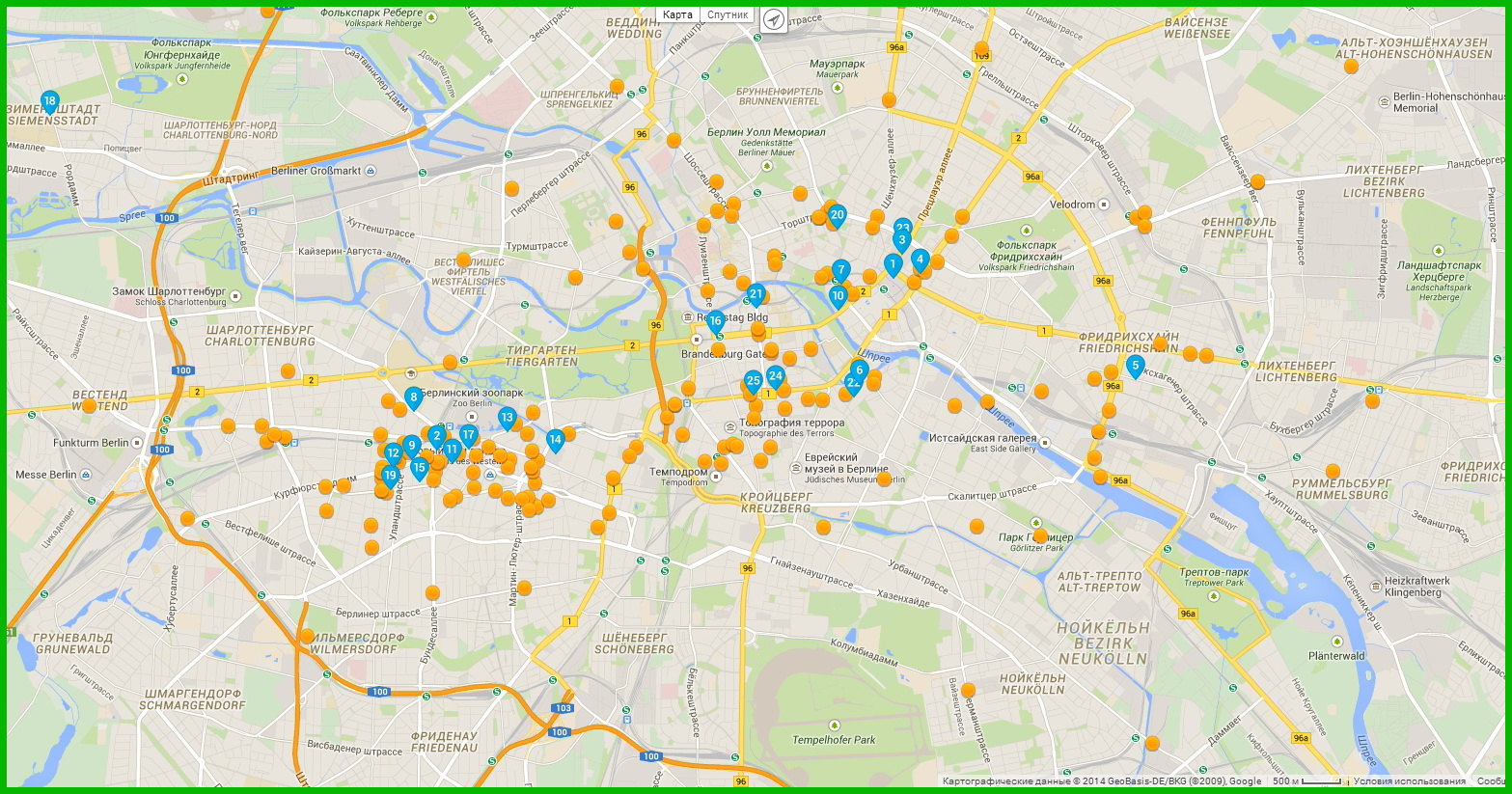 Карта отелей Берлина