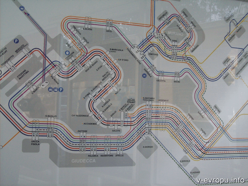 Карта водного метро Венеции