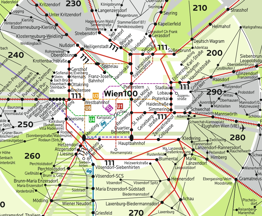 Тарифные зоны Вены карта