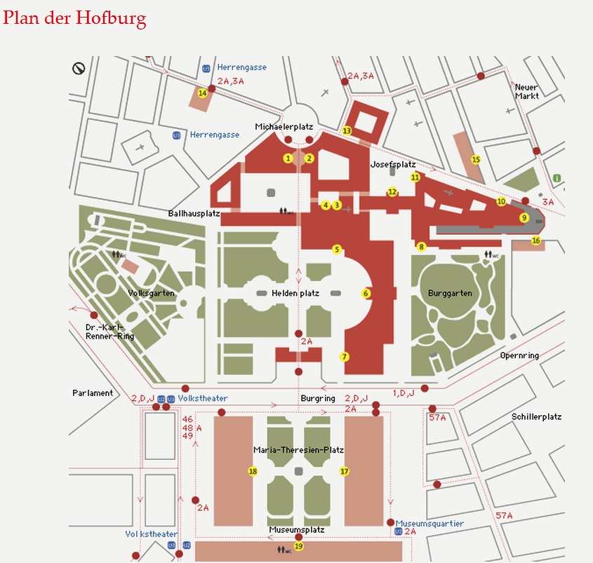 Вена. Хофбург (план дворцового комплекса)