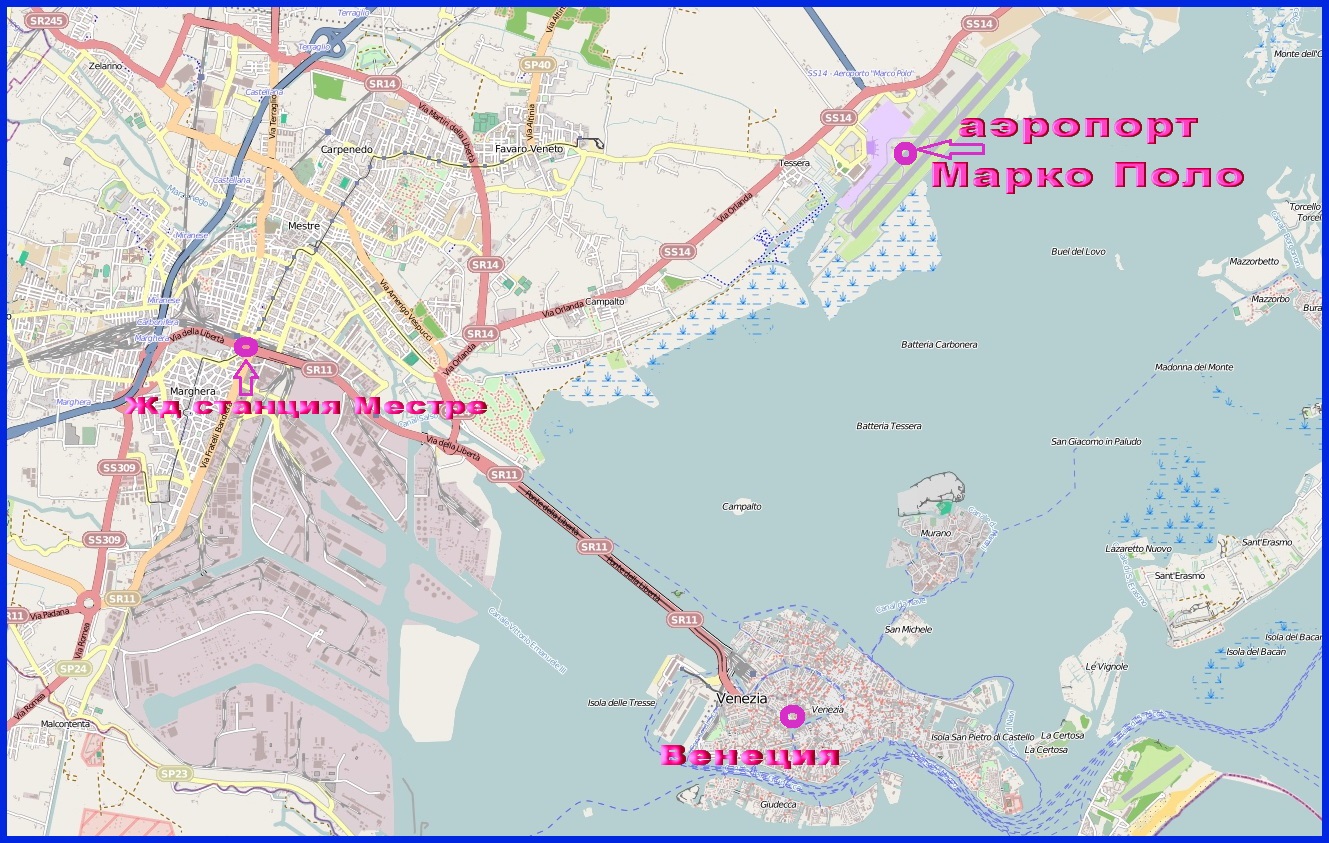 Аэропорт Венеции Марко Поло на карте