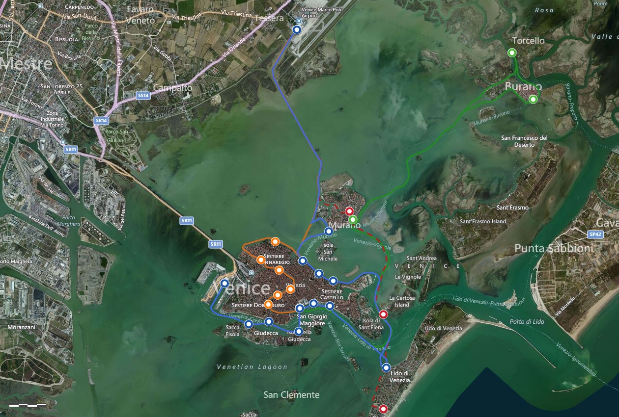 Венеция_маршруты Алилагуна на карте
